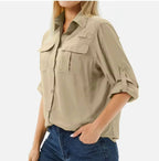 Women's Long Sleeve Sun Protection Shirts Safari Fishing Hiking