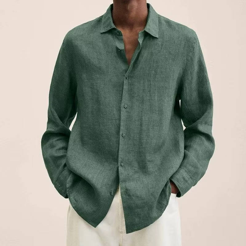 Linen Shirt Blackish Green