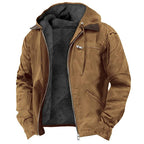 Camel hooded fleece jacket