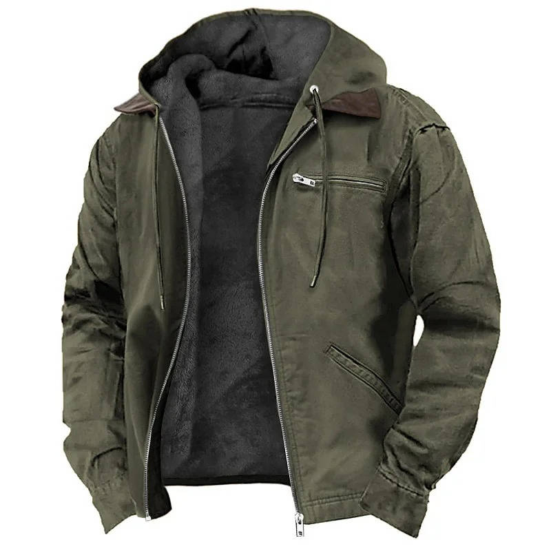 Green hooded fleece jacket