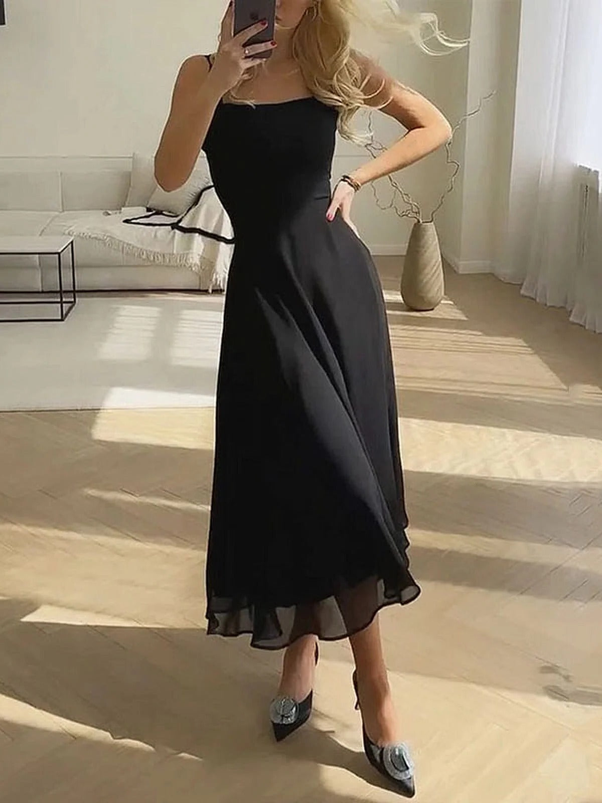 Women's Square-Neck Midi Dress