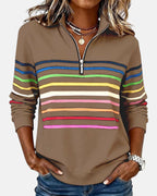Marlowe | Rainbow Striped Zip-Up Sweatshirt