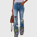 Flora Wide-Leg Floral Pants Yellow Flower