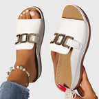 Brielle Comfy Buckle Sandals White