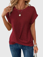Colette Crew Neck Blouse in red