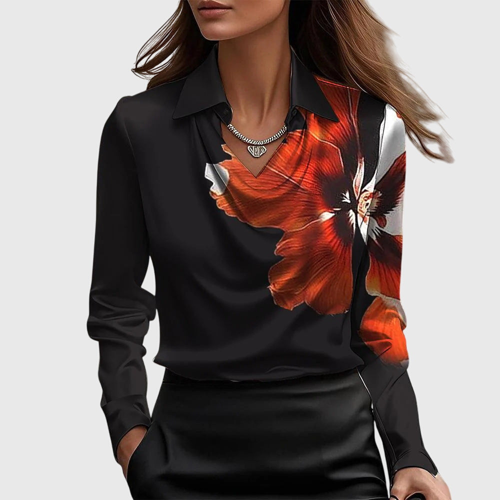 Brooklyne Elegant Blouse Black Red