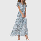 Celeste Figure Flattering Dress - Blue