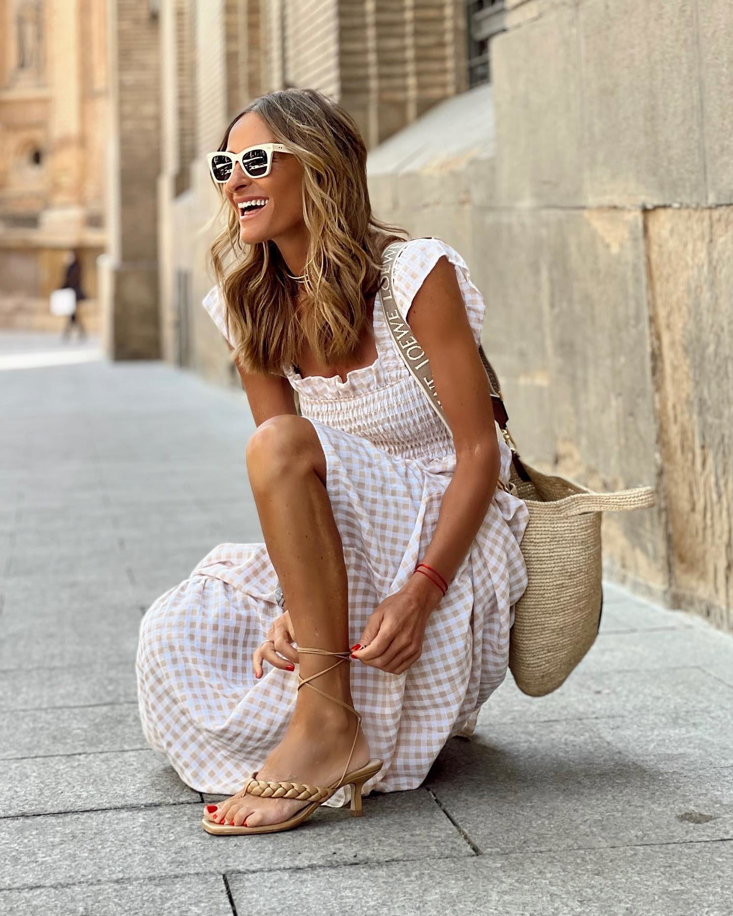 Fiona | Women's Smocked Gingham Maxi Dress