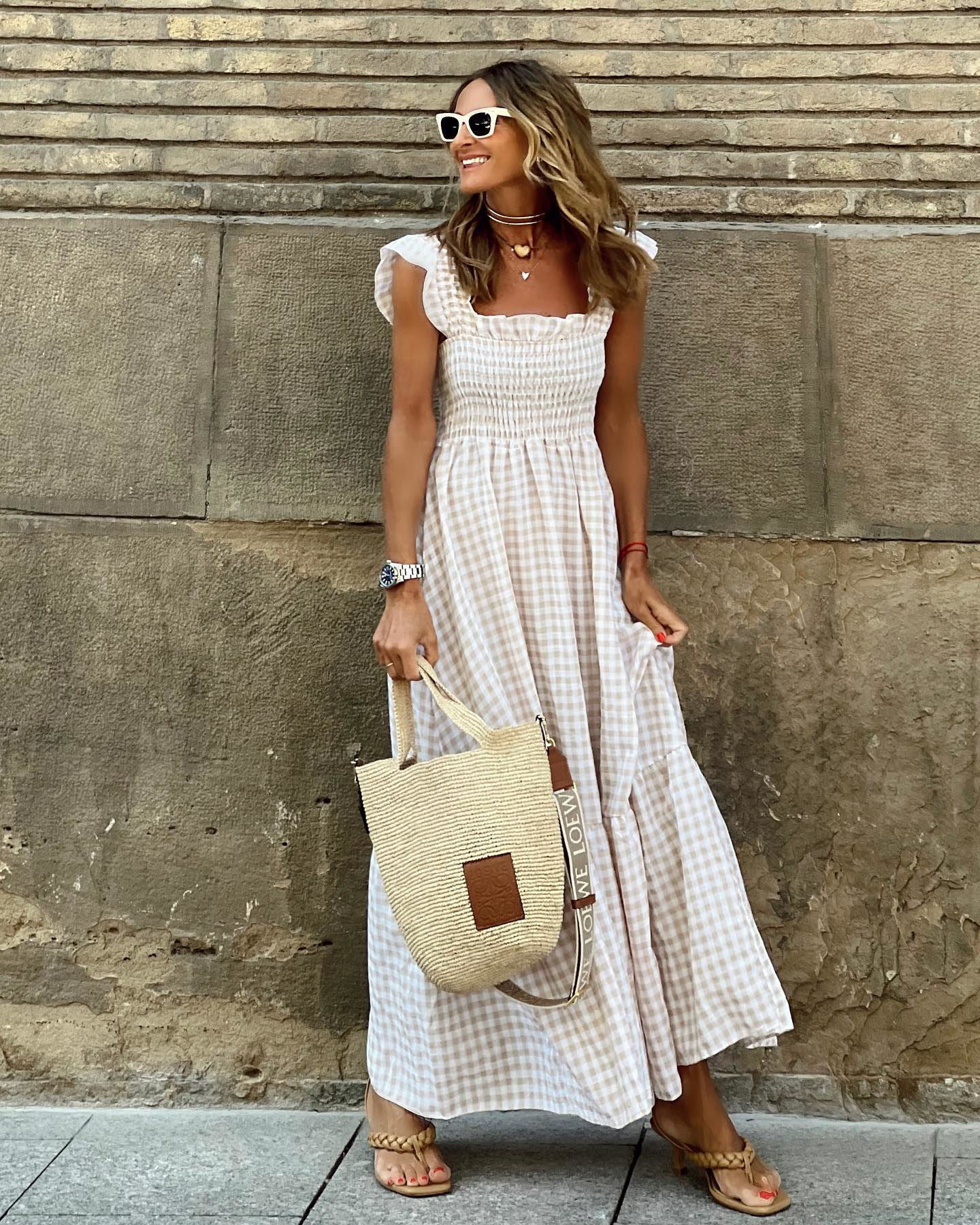 Fiona | Women's Smocked Gingham Maxi Dress