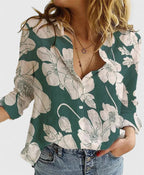 Linnea | Women's Linen-Look Button-Down Shirt with Lapel Collar