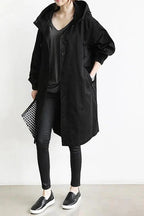 Hooded Trench Coat in Black