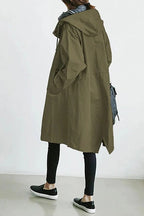 Hooded Trench Coat in Army Green