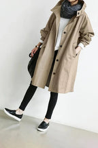 Hooded Trench Coat in Beige