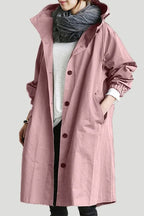 Hooded Trench Coat in Pastel pink