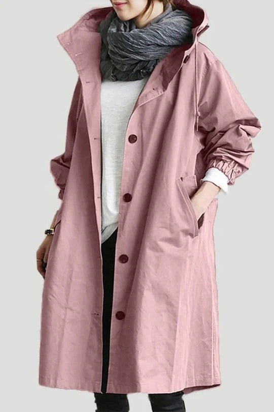 Hooded Trench Coat in Pastel pink