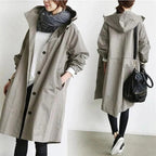 Hooded Trench Coat in Light gray