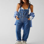 Dark blue full-length dungarees