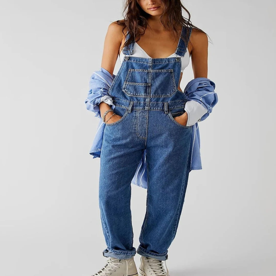 Dark blue full-length dungarees