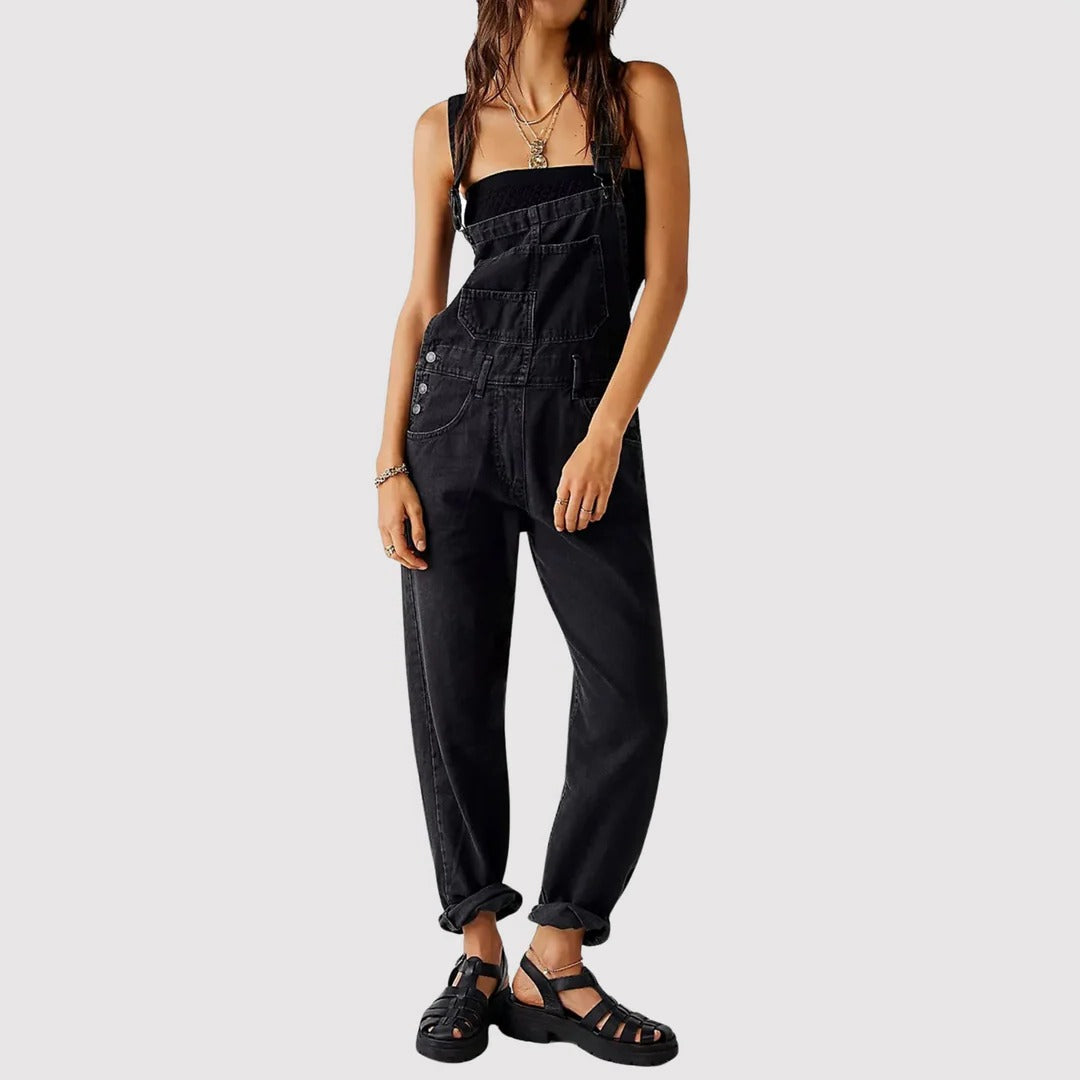 Black full-length dungarees
