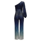 Women's One-Shoulder Ombre Disco Jumpsuit