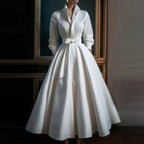 Vintage inspired shirt collar dress in white