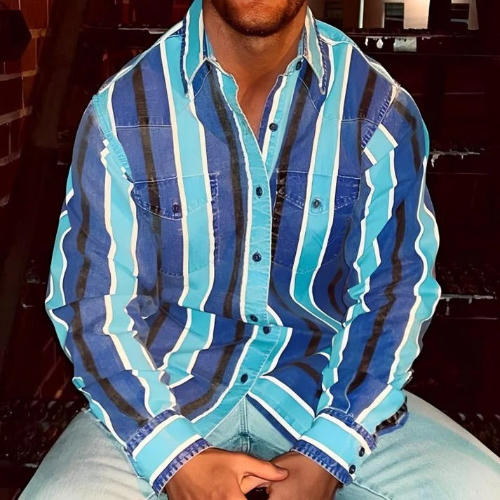 Men's Retro Block Stripe Shirt