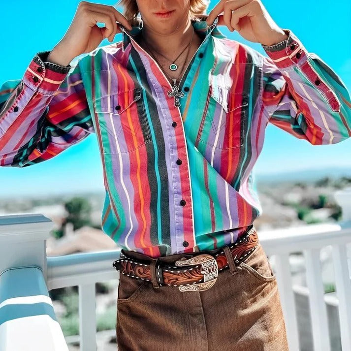 Men's Retro Block Stripe Shirt
