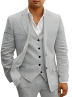 Men's three-piece summer suit in gray