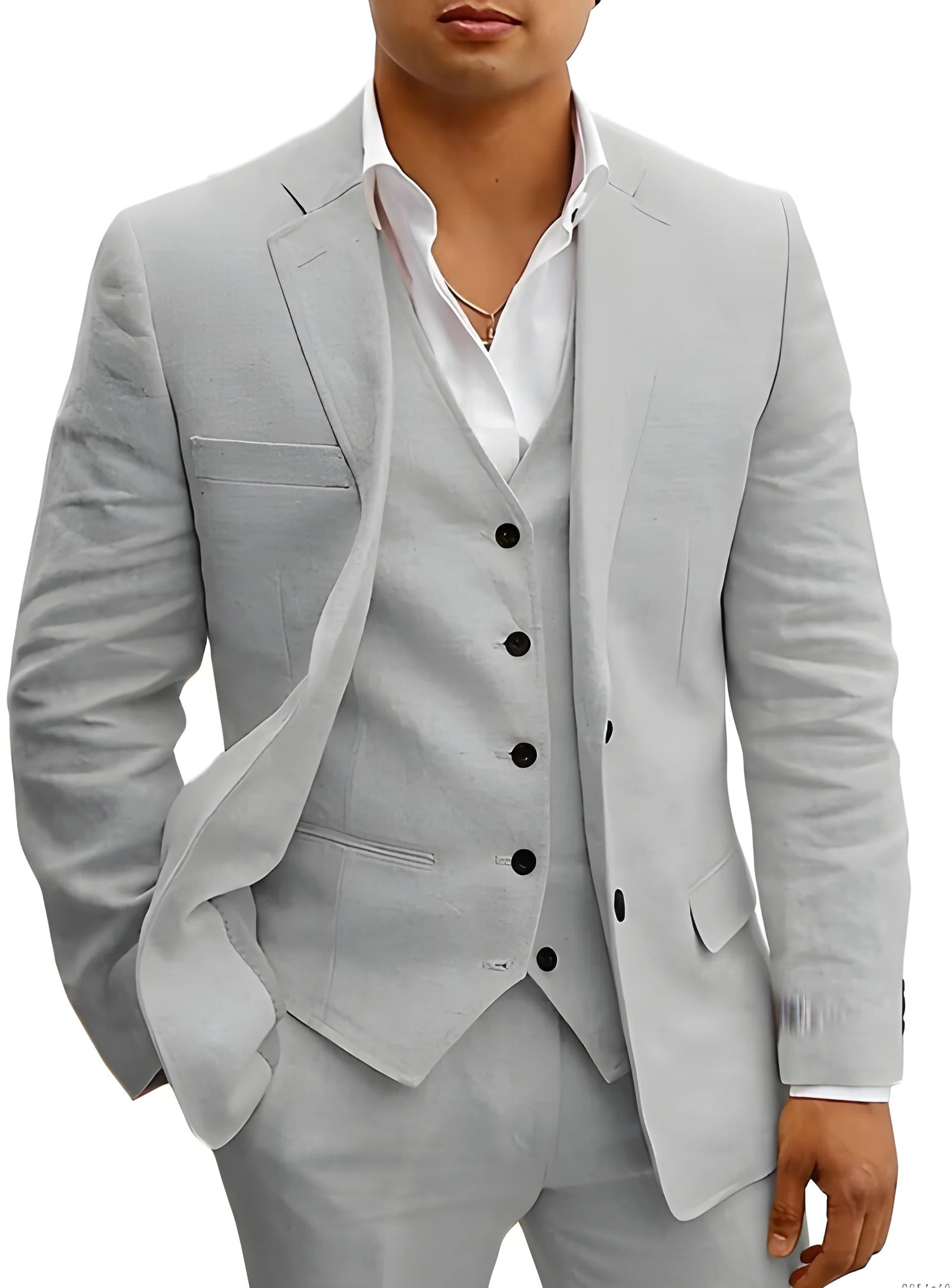 Men's three-piece summer suit in gray