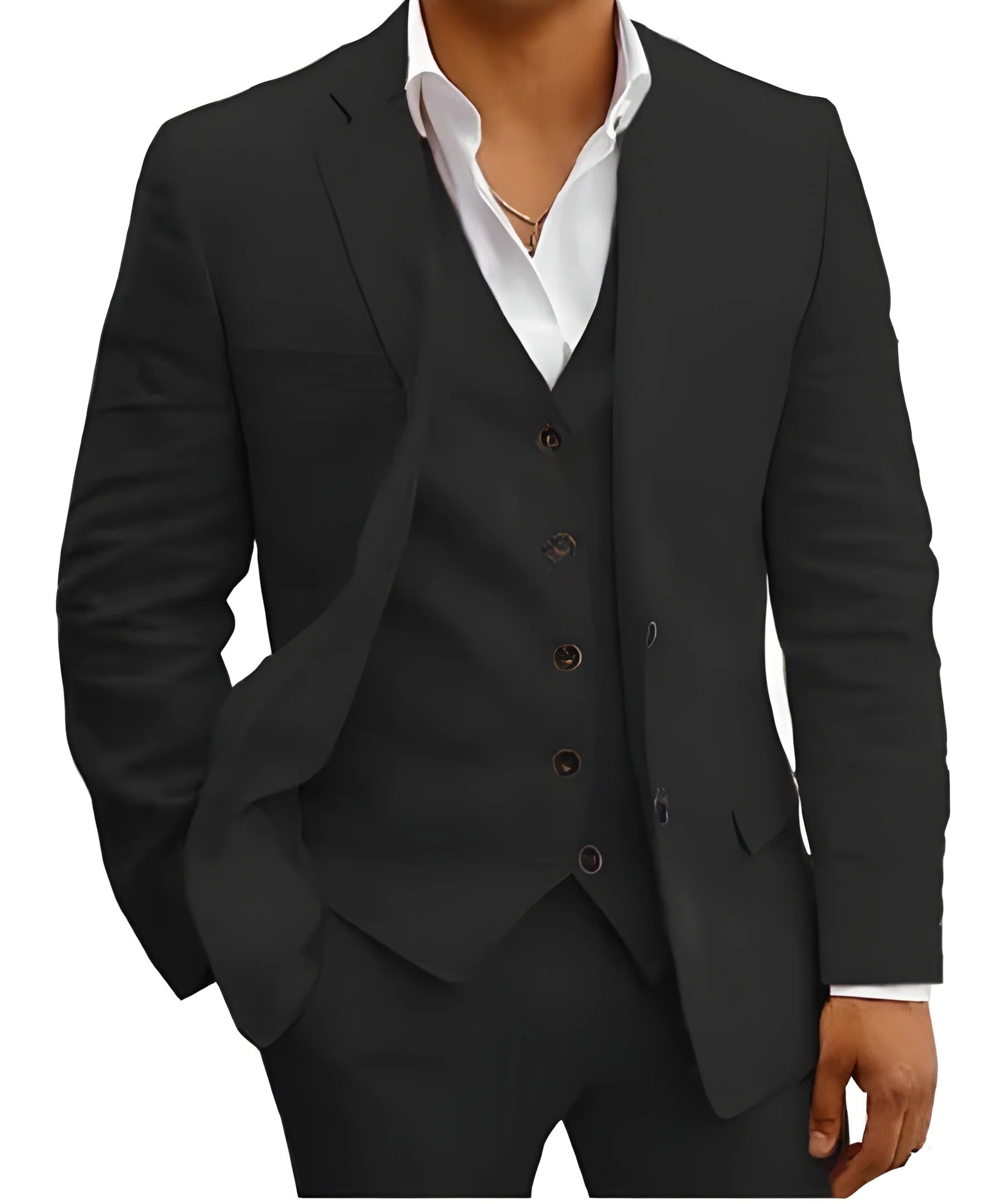 Men's three-piece summer suit in black