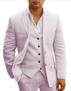Men's three-piece summer suit in light pink