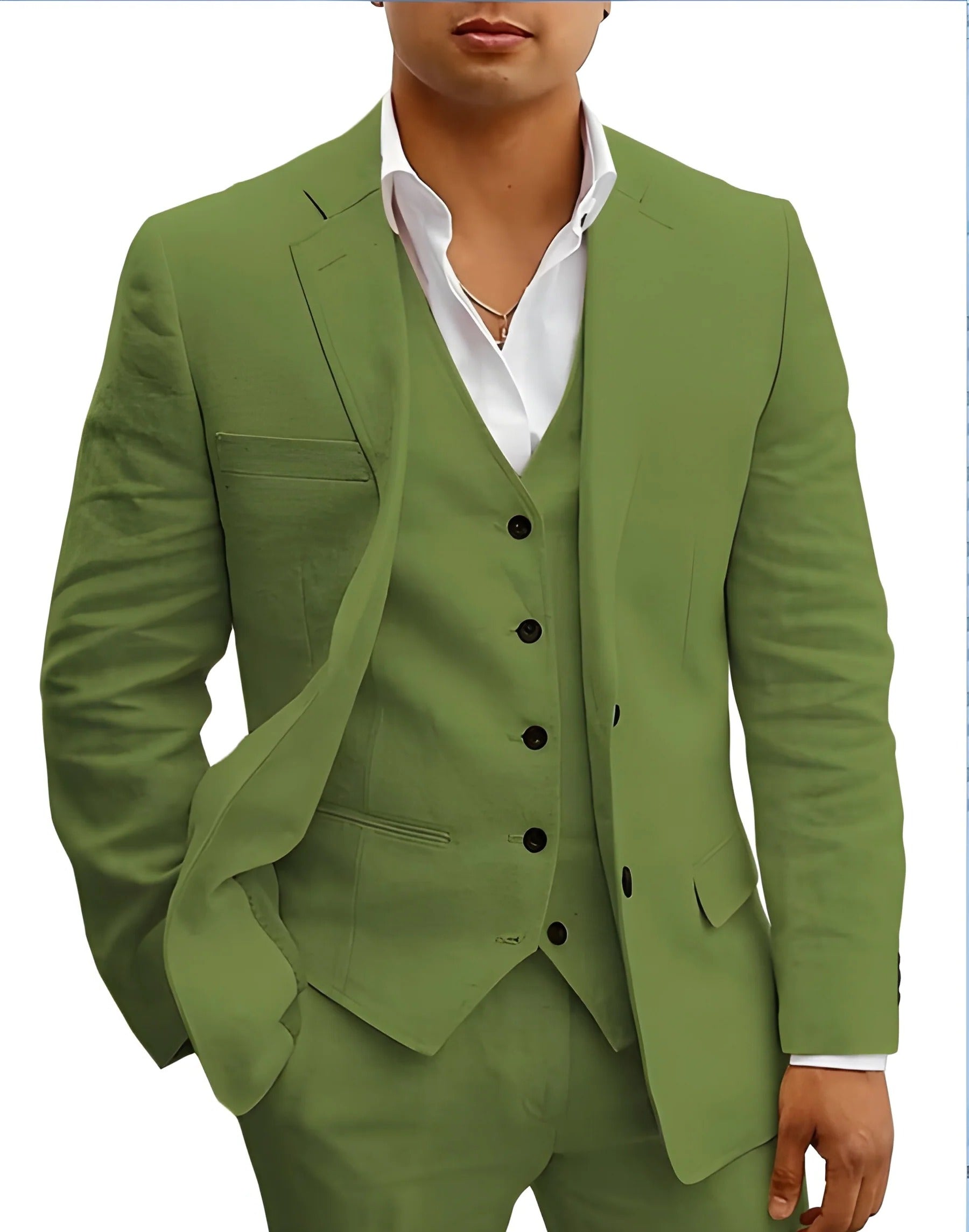 Men's three-piece summer suit in green