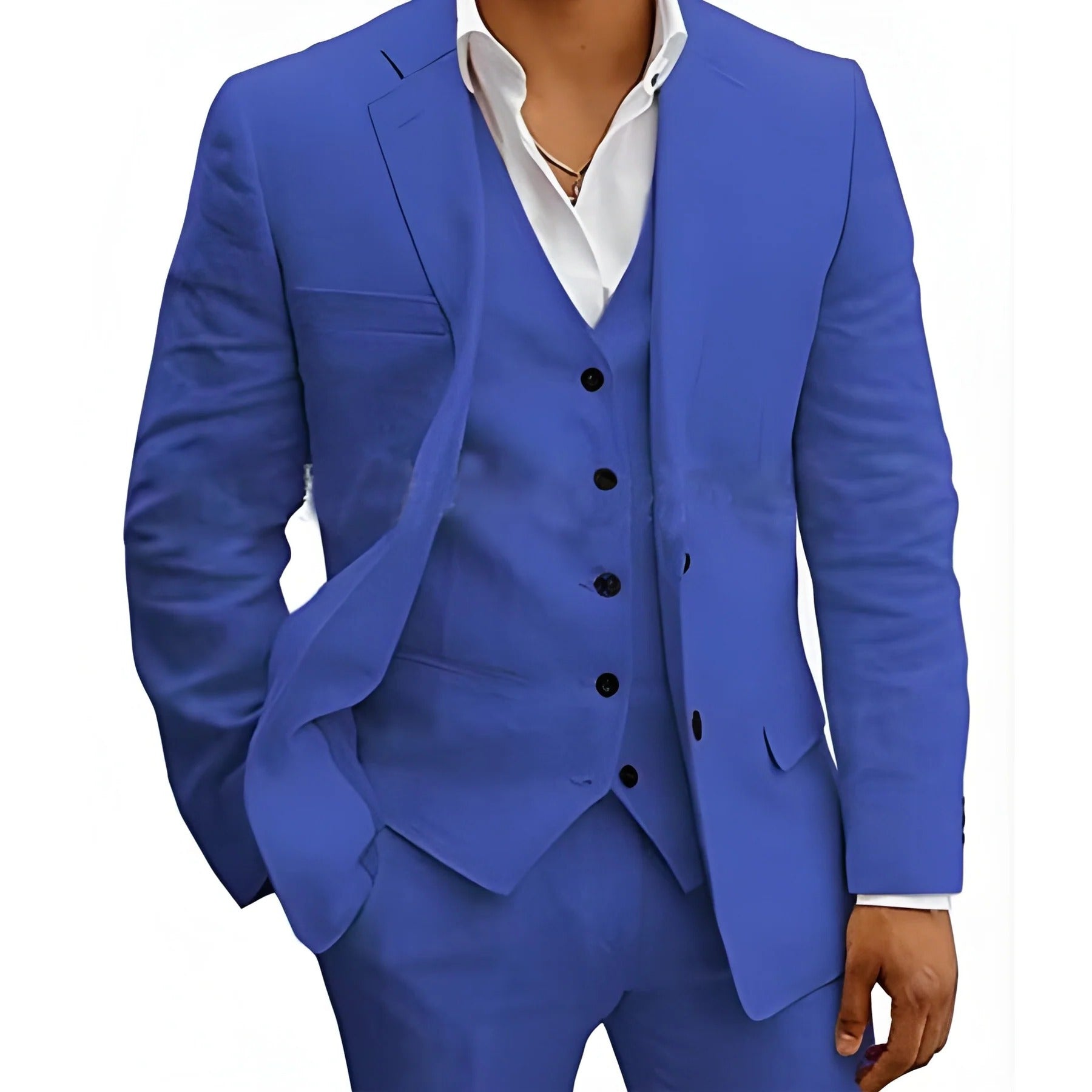 Men's three-piece summer suit in dark blue