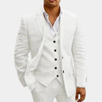 Men's three-piece summer suit in white