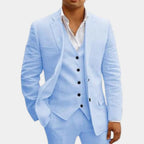 Men's three-piece summer suit in blue