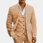 Men's three-piece summer suit in khaki