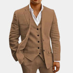 Men's three-piece summer suit in brown