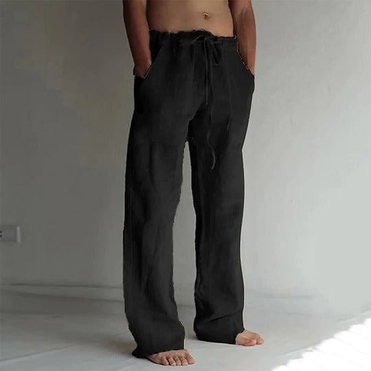 Men's linen trousers black