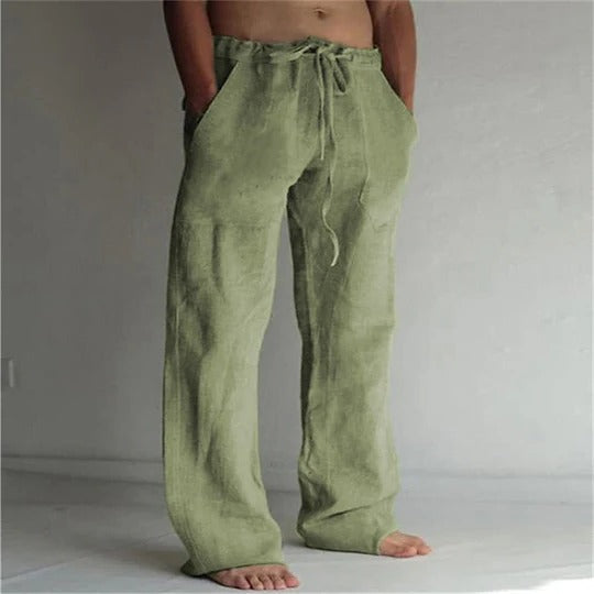 Men's linen trousers green