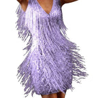 Fringe Cocktail Dress - Purple