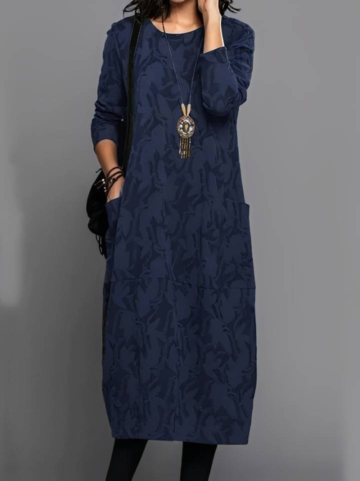 Long Sleeve Midi Dress With Pockets
