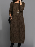 Long Sleeve Midi Dress With Pockets