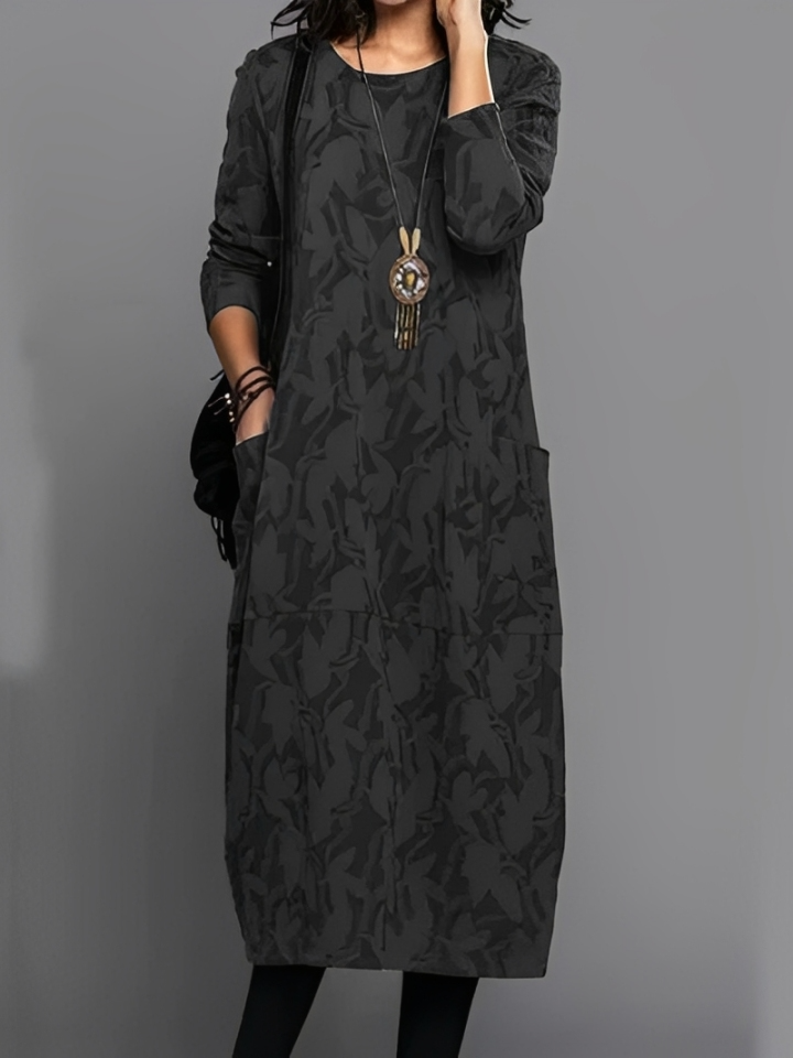 Long Sleeve Midi Dress With Pockets
