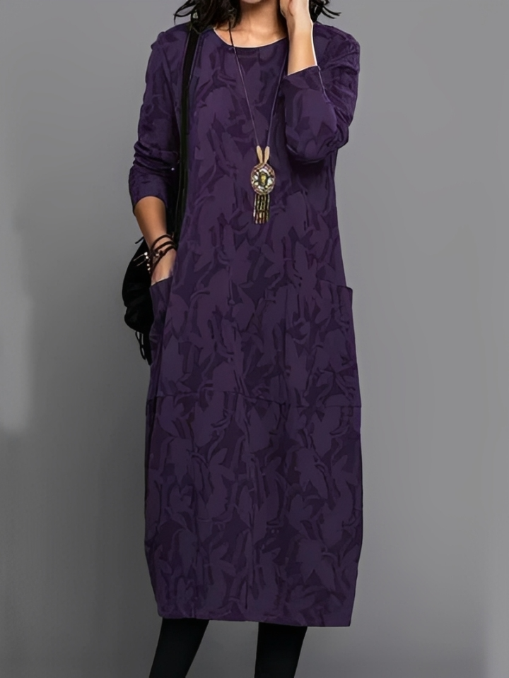 Long Sleeve Midi Dress With Pockets