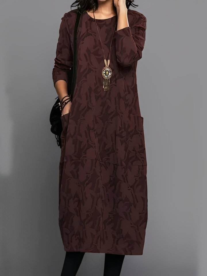 Long Sleeve Midi Dress With Pockets