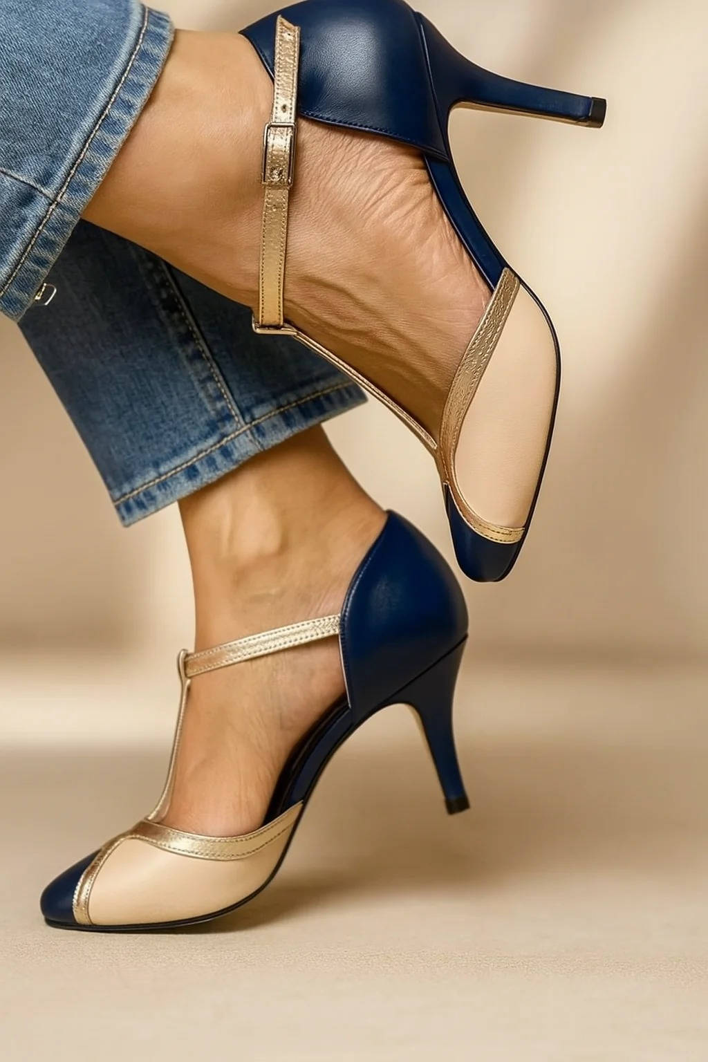 Women's vintage T-strap heels