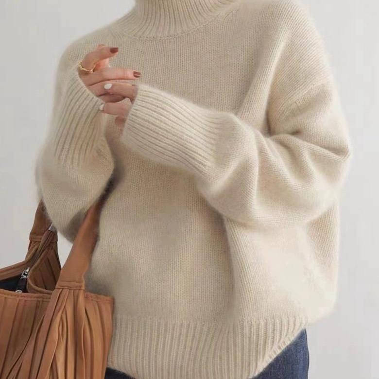 Women's Cashmere Turtleneck Sweater - Beige