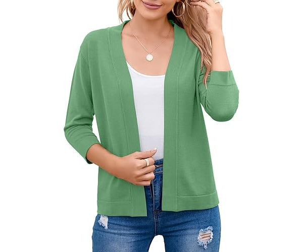 Marlowe | Women's 3/4 Sleeve Open Front Cropped Cardigan