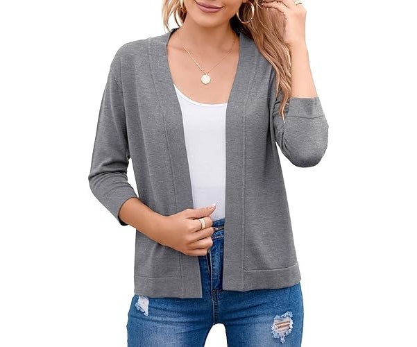 Marlowe | Women's 3/4 Sleeve Open Front Cropped Cardigan