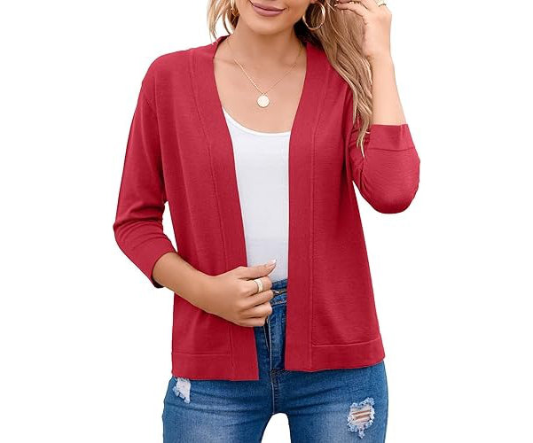 Marlowe | Women's 3/4 Sleeve Open Front Cropped Cardigan